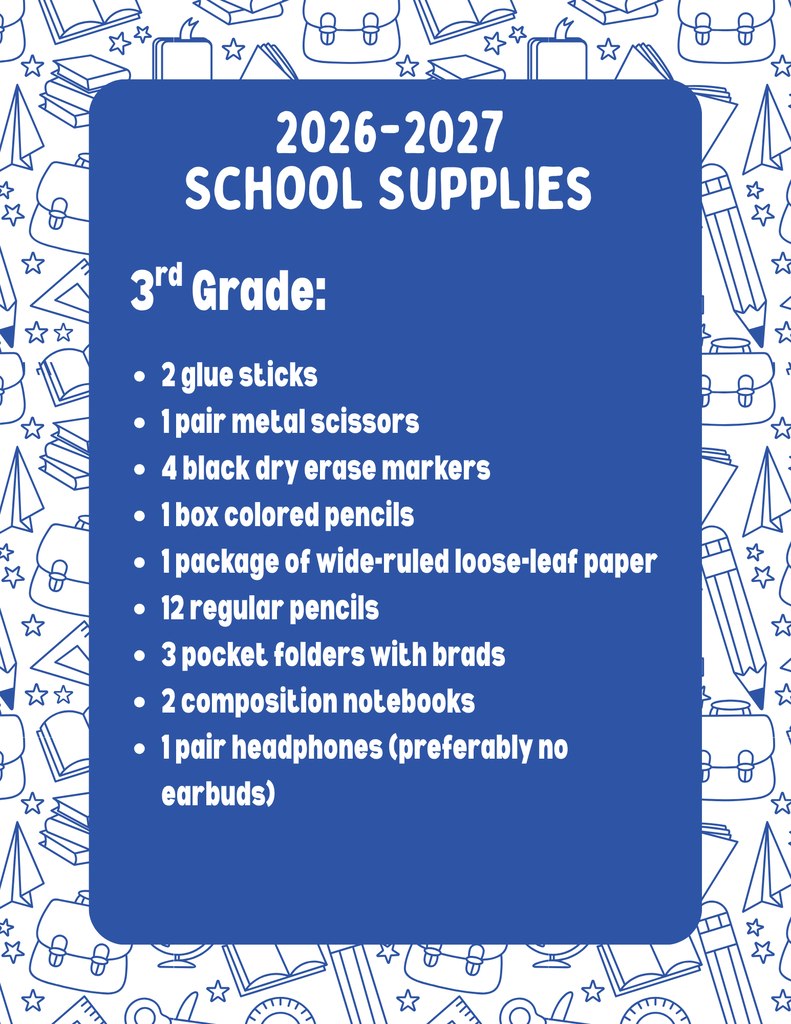 3rd grade Supply list