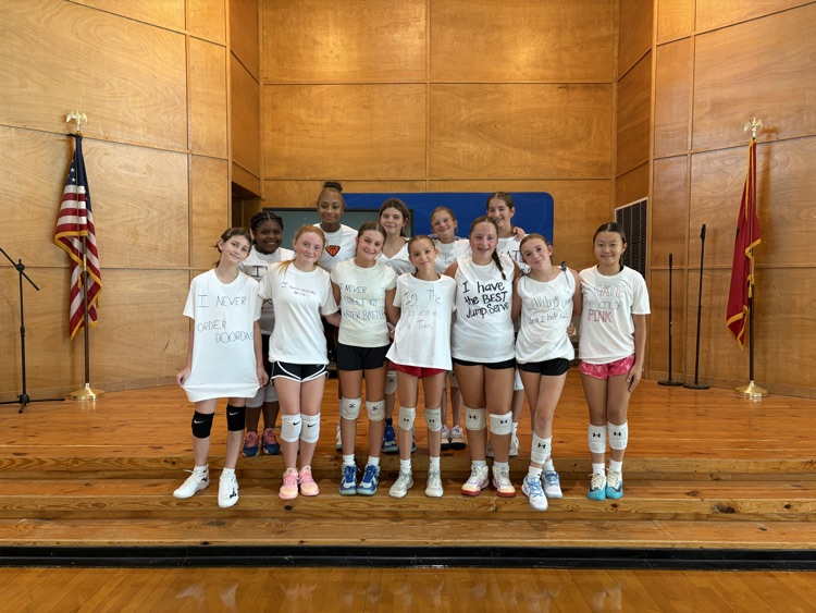 Ruth Doyle volleyball and basketball teams having fun during “white lies” practices.