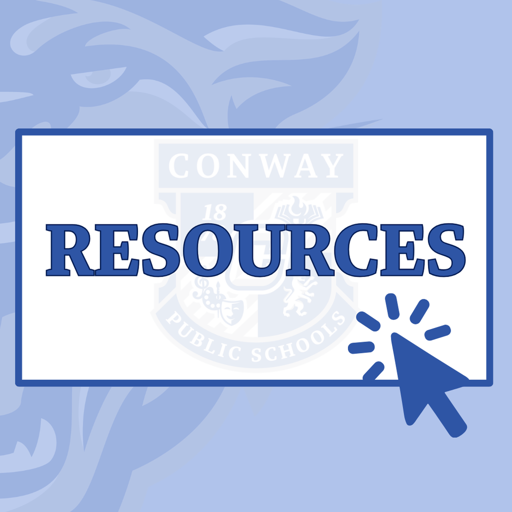 Blue background with a half wampus cat head. Resources with a mouse icon like it's clicking it. 