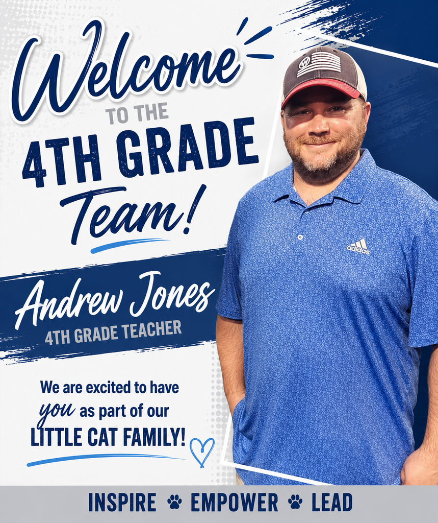 🍎 Help us welcome Andrew Wright to the Woodrow Cummins Elementary 4th Grade team! 💙  We are thrilled to welcome Andrew Wright to our Little Cat Family this school year!  Mr. Wright brings 10 years of experience in education, including six years serving students in Conway. Throughout his career, he has taught 5th, 6th, and 7th grade math and is excited to begin this new chapter with our 4th graders at WCE.  A proud graduate of UCA, Mr. Wright earned both his undergraduate and master's degrees there before completing his Building Level Administration degree at Arkansas State University. He believes in being a lifelong learner and looks forward to helping every student develop a love of learning.  When he's not in the classroom, you'll likely find him spending time with his family—his wife, Hannah, and their children, Lee and Johnnie Gwenn. During the summer, he enjoys cheering at the baseball field, relaxing at the swimming pool, and embracing his passions for both sports and all things nerdy.  Please join us in giving Mr. Andrew Wright a warm Little Cat welcome! We can't wait to see the positive impact he'll make on our students this year. 💙🐾