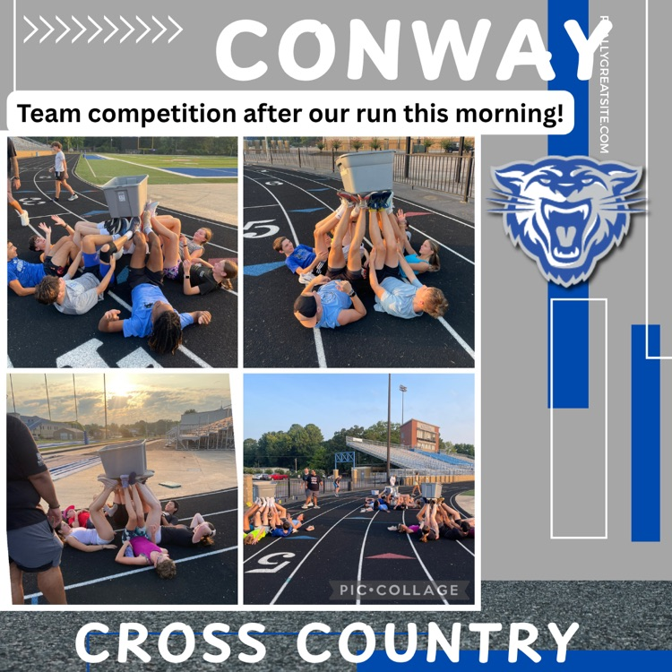 Conway Cross Country competing with team exercise after a short run this morning.