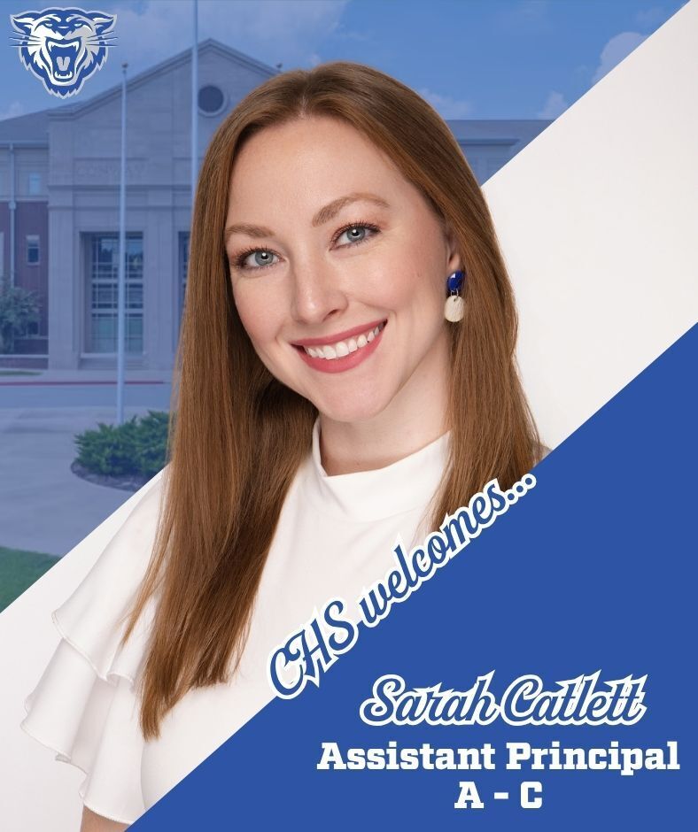 Image of Sarah Catlett with her designation as assistant principal for students with the last names beginning with a through c