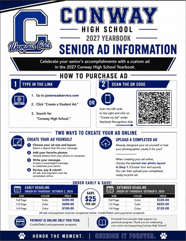 Senior yearbook ad info.