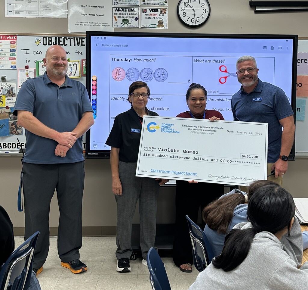Courtway Admin and Mrs. Gomez with her CPSF grant check