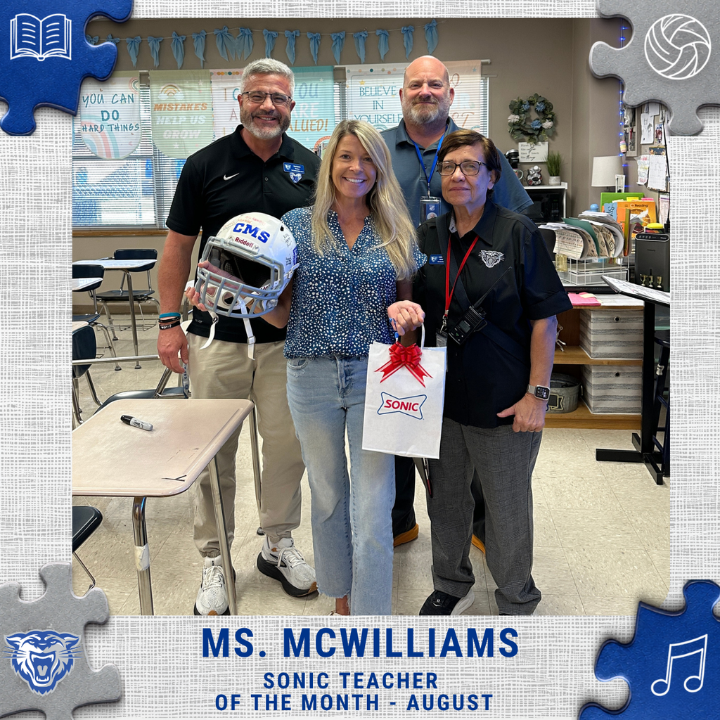 Sonic Teacher of the Month - August - Ms. McWilliams