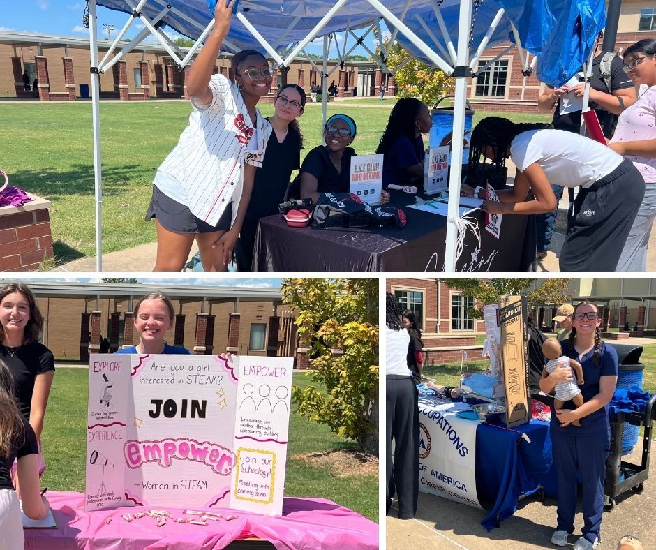 Choosing to Excel (top), Empower, Women In Stem (bottom left), HOSA (bottom right)