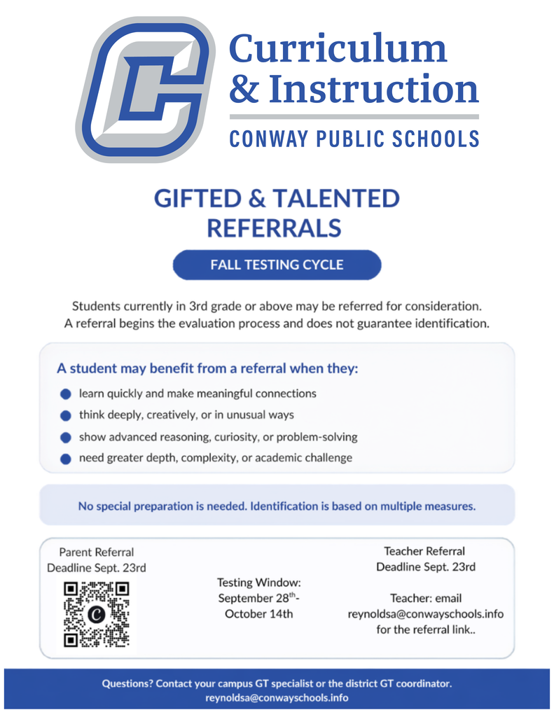 Gifted & Talented Referrals now open graphic