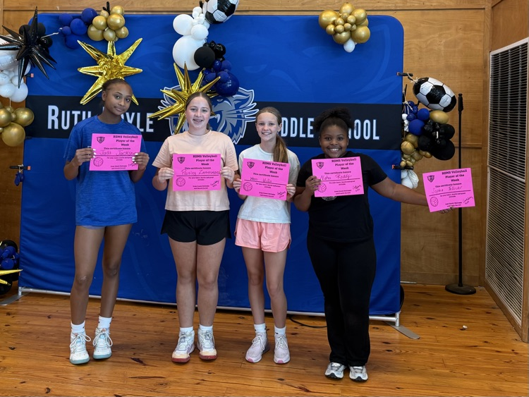 Ruth Doyle Volleyball athletes of the week are Jada Jackson, Paisley Zimmerman, Wren Wills, Nahvi Roddy, and Sophia Tolliver(not pictured).