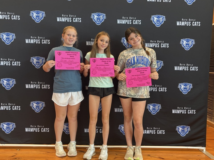 Ruth Doyle Volleyball athletes of the week are Allison Nash, Harlee Fournier, and Jewels Strain-Mahar.