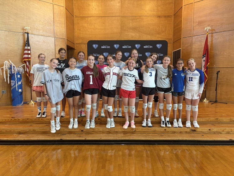 Ruth Doyle volleyball girls having fun during “Jersey ” day practice.