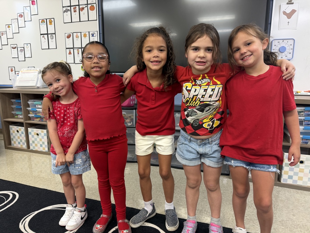 kindergarten wearing red