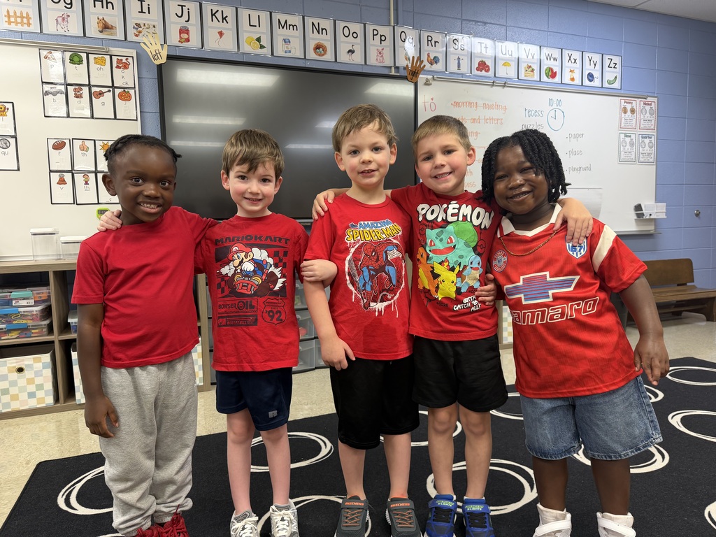 kindergarten wearing red