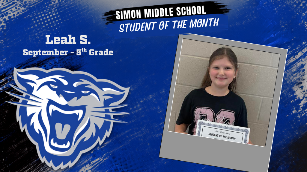 Leah S. 5th grade Student of the Month - Simon Middle School -