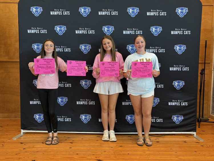 Volleyball athletes of the week are Madyson Miser, Sophia Tolliver, Aven Reibe, and Paisley Zimmerman.