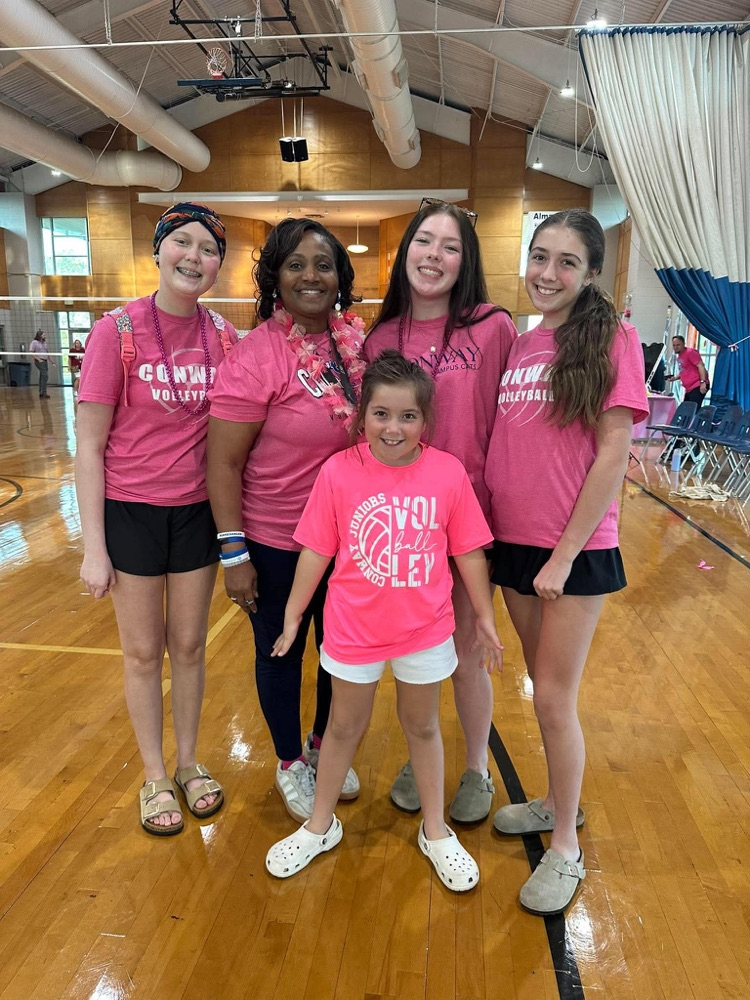 Ruth Doyle volleyball team loved Pink Night and the fact that they could honor Emmersyn Caldwell, an RDMS Alumni.
