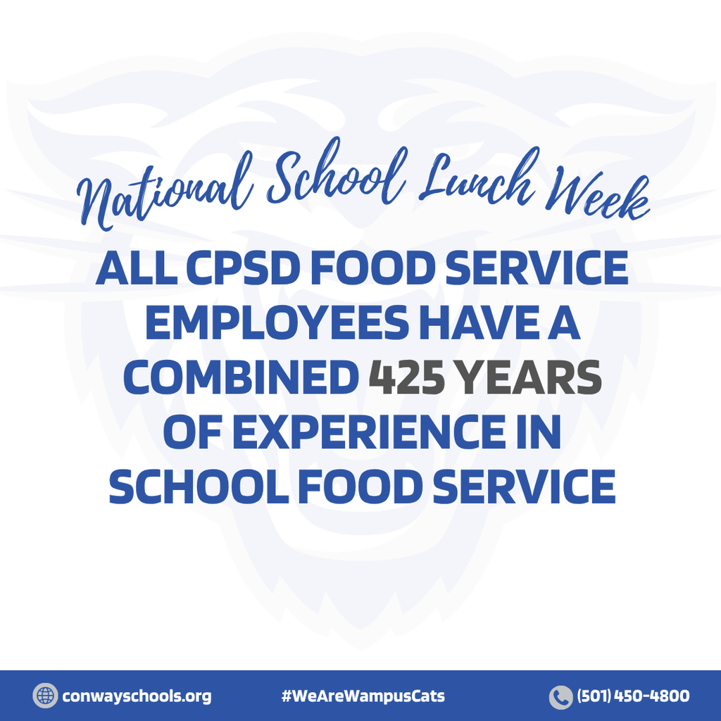 It takes serious experience to run a championship food service program! Did you know our CPSD food service staff members have a combined total of 425 years of experience in school food service?
