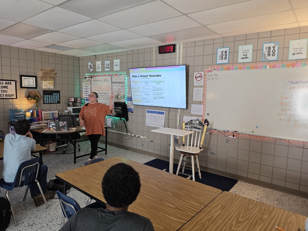 Mrs. Irvin teaching in front of the class