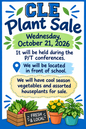  TODAY IS THE PLANT SALE!  Stop by during Parent Teacher Conferences today, Wednesday, October 21, from 10:00 AM–7:00 PM! We’ll be set up in front of the school with cool-season vegetables and assorted houseplants for sale.   We hope to see you there!