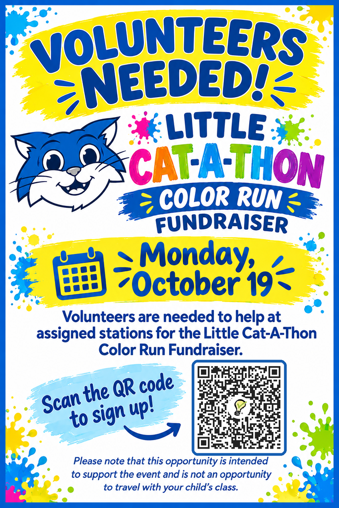 volunteers needed for little cat a thon color run fundraiser Monday October 19