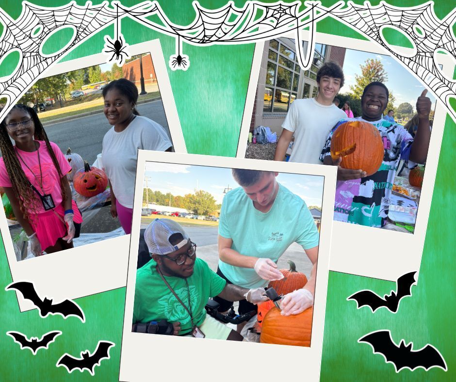 students creating jack-o-lanterns