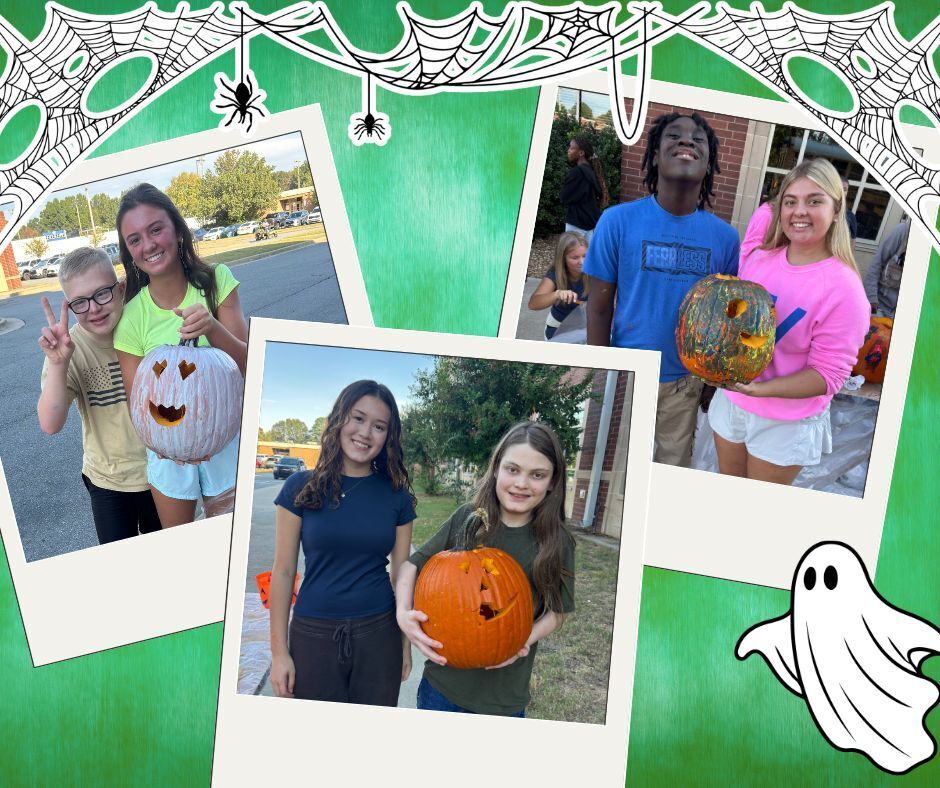 students creating jack-o-lanterns