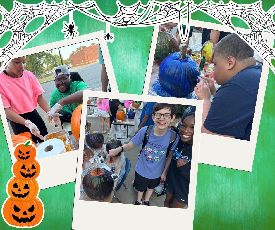 students creating jack-o-lanterns