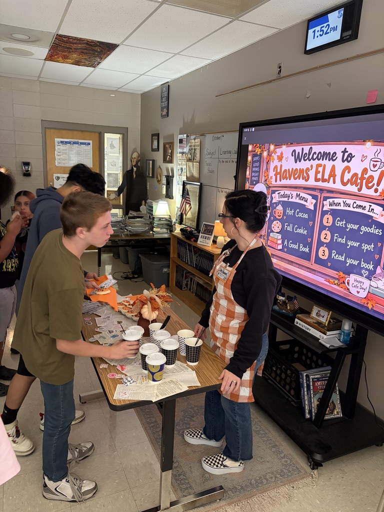Students enjoying ELA Cafe Day in 7th grade