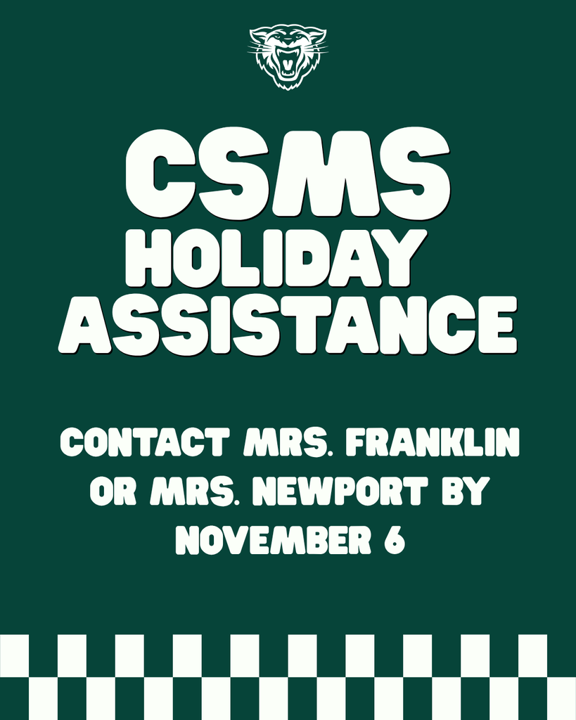 CSMS Holiday Assistance; contract mrs. franklin or mrs newport by november 6