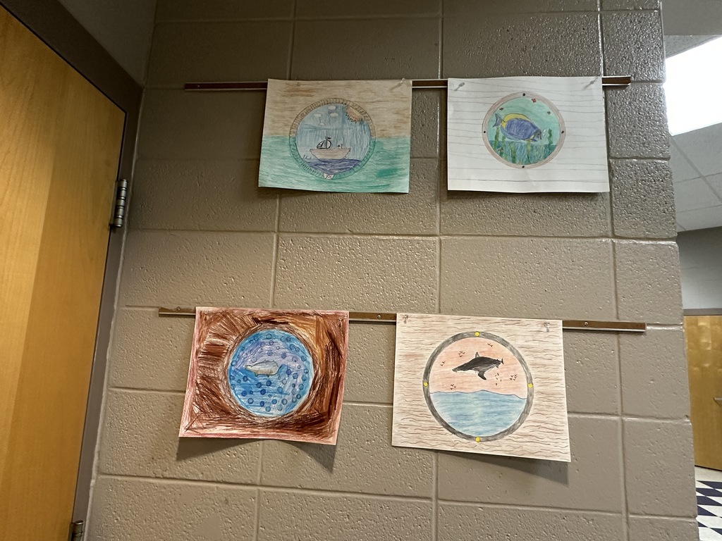 CMS 6th grade art projects on display