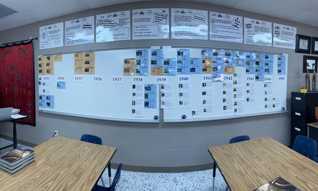 Students in Mrs. Milburn's 6th grade social studies classes have been putting together a layered timeline as they studied the Holocaust. Along with the individuals that were affected, the laws and decrees that were enacted, and the historical events that took place from 1933 to 1945.
