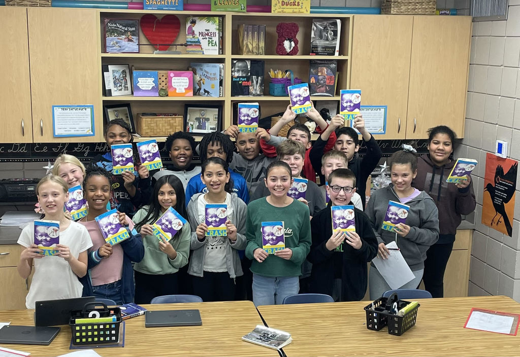 5th grade reading classes celebrate finishing the book, Crash, by Jerry Spinelli!