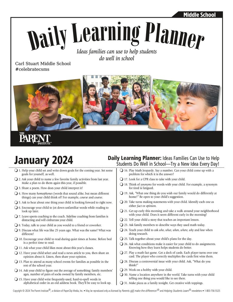 Daily Learning Planner January 2024