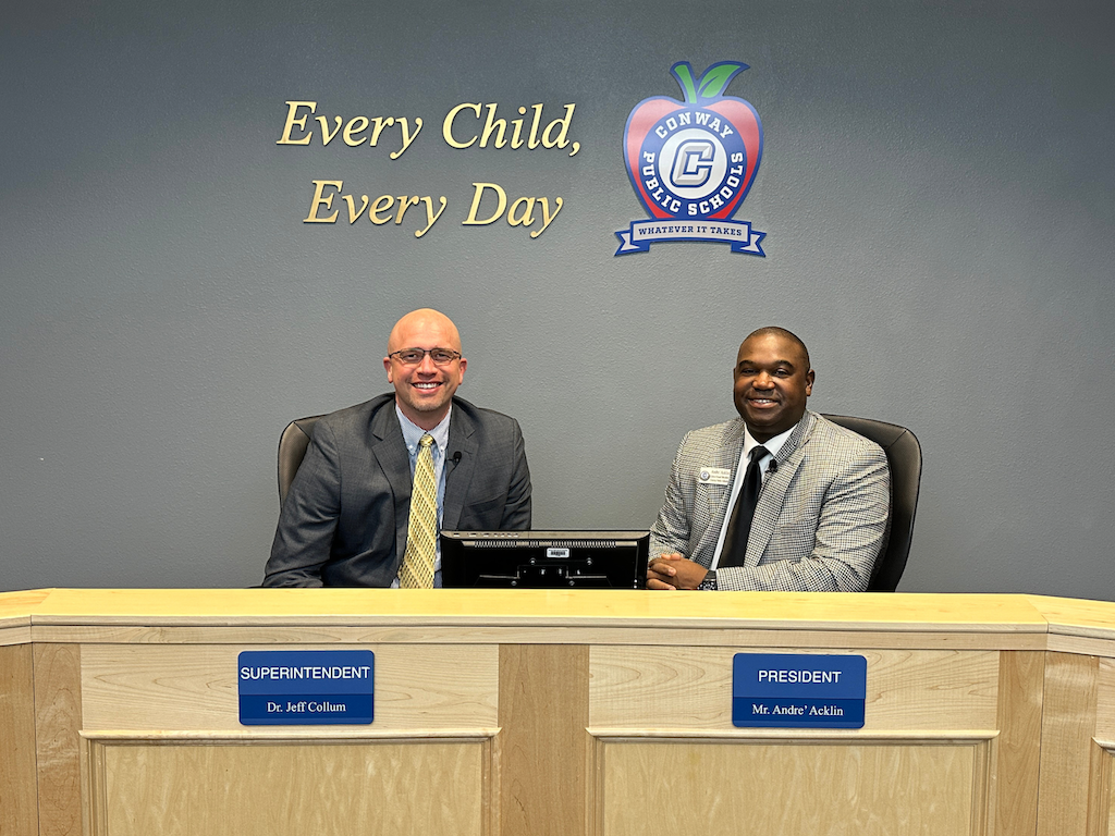 Superintendent Dr. Jeff Collum and School Board President Andre Acklin