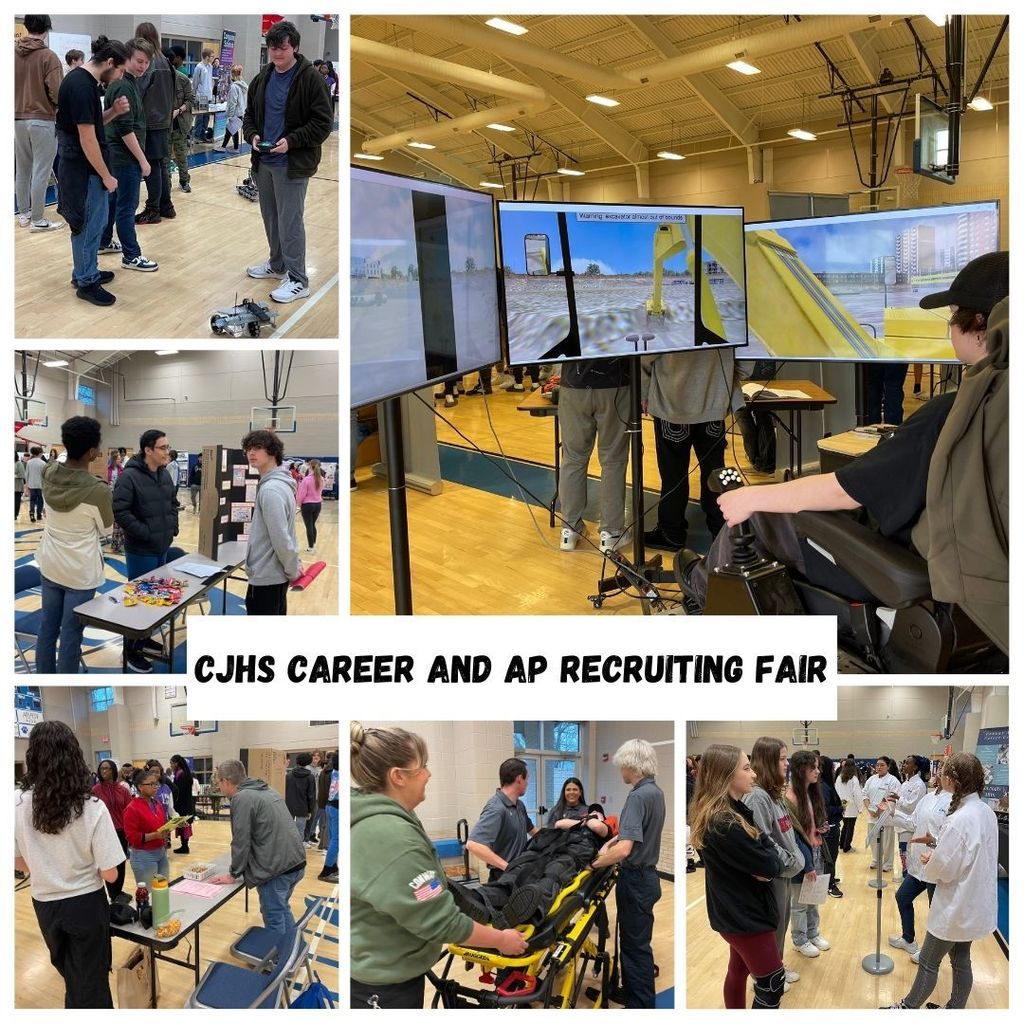 Photo collage of the CJHS Career and AP Recruiting Fair that was hosted by the high school.