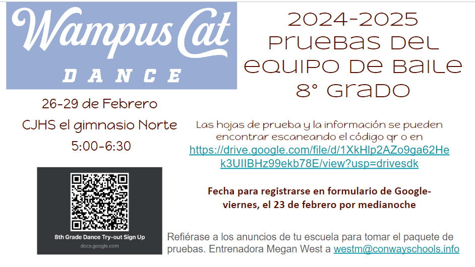 Dance Tryouts Spanish Information Sheet