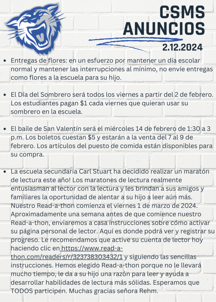 Announcements Translated 2.12.24 Page 1