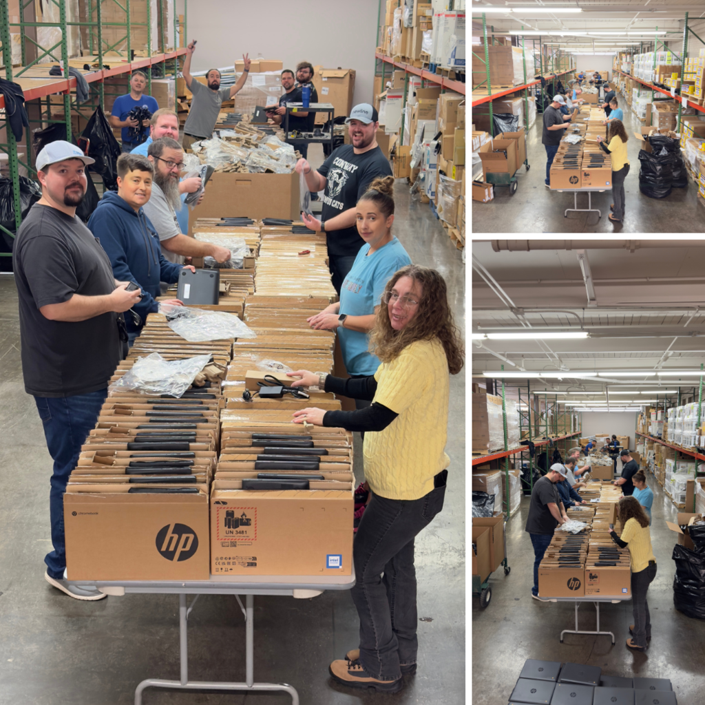 Tech Team preparing 800 chromebooks for Junior High