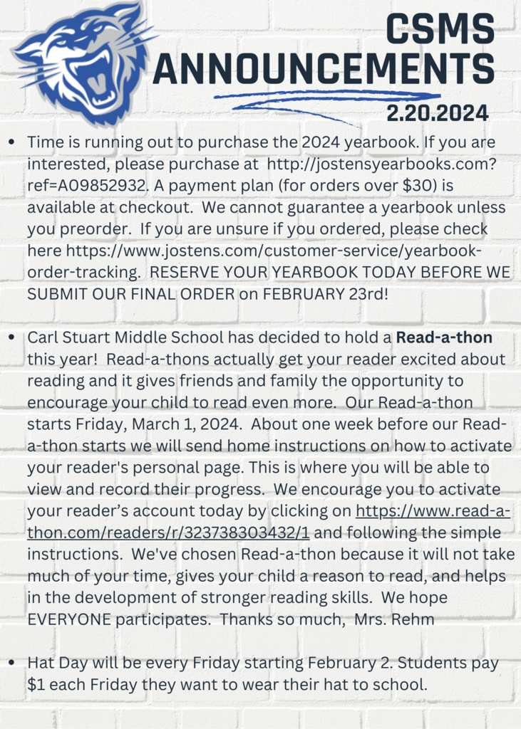 CSMS Announcements Page 1 2.20.24
