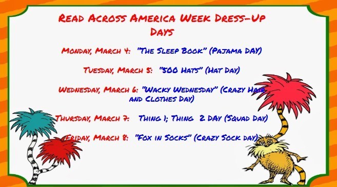 Courtway Read Across America Week Dress Up Days