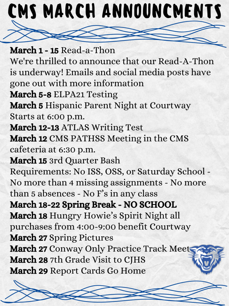 English CMS March Announcements