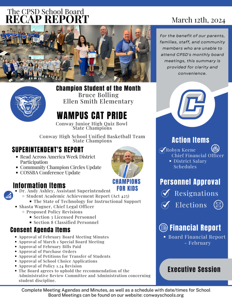 CPSD School Board Meeting Recap March 12, 2024 #ChampionsForKids