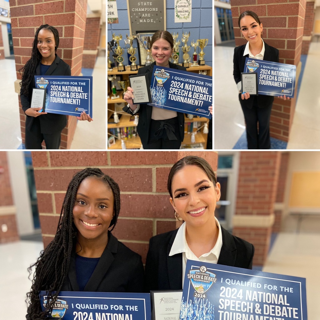 Images of students and their speech and debate awards.