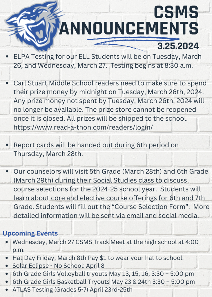 CSMS Announcements 3.25.24