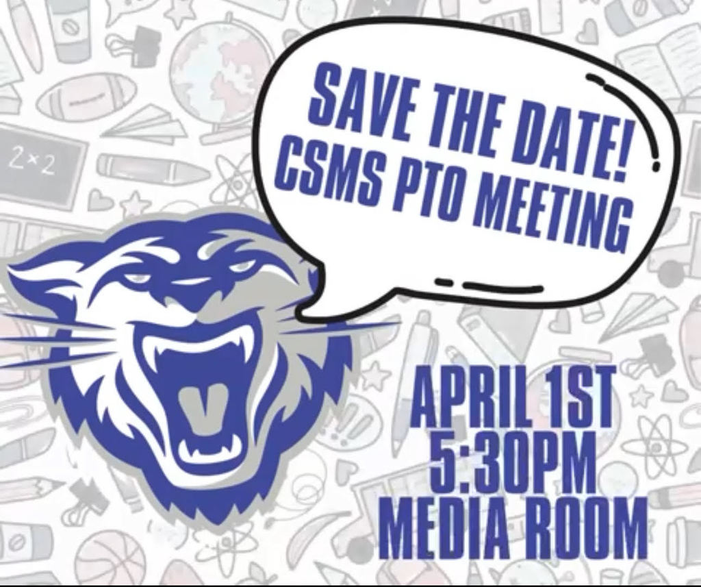 PTO Meeting Monday, April 1 at 5;30 p.m. in the media center.