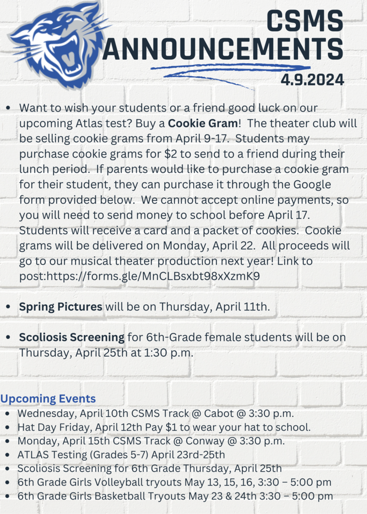 Announcements 4.9.24