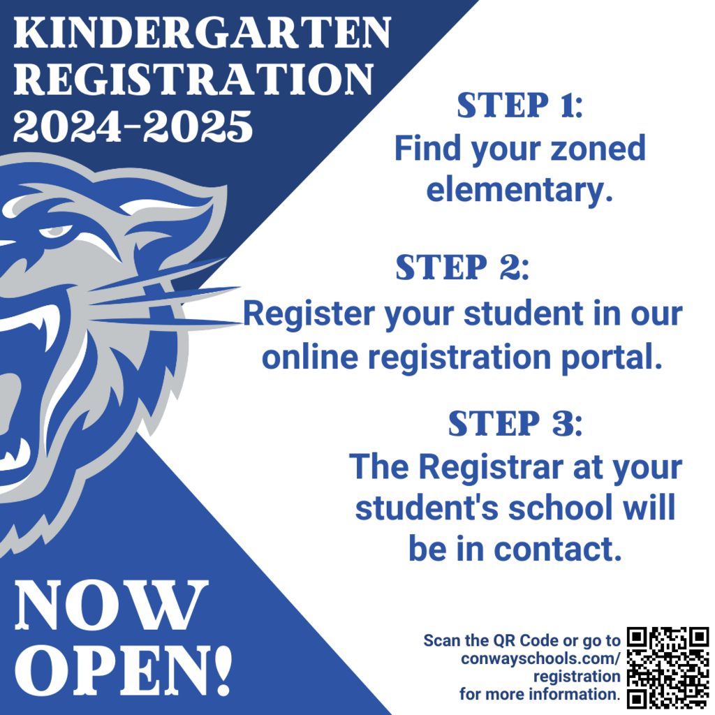 🎒✏️ Kindergarten Registration is a breeze with Conway Public Schools! 🍎 Here's how to get started in just 3 easy steps:  1️⃣ Find your zoned elementary school. 2️⃣ Register your student in our user-friendly online portal. 3️⃣ Sit back and relax! The Registrar at your student's school will be in touch soon.  More information including links can be found at: conwayschools.org/preregistration 
