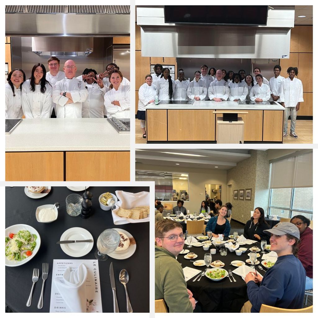 Collage of 4 photos featuring students from Culinary 2 and their visit to UAPTC.