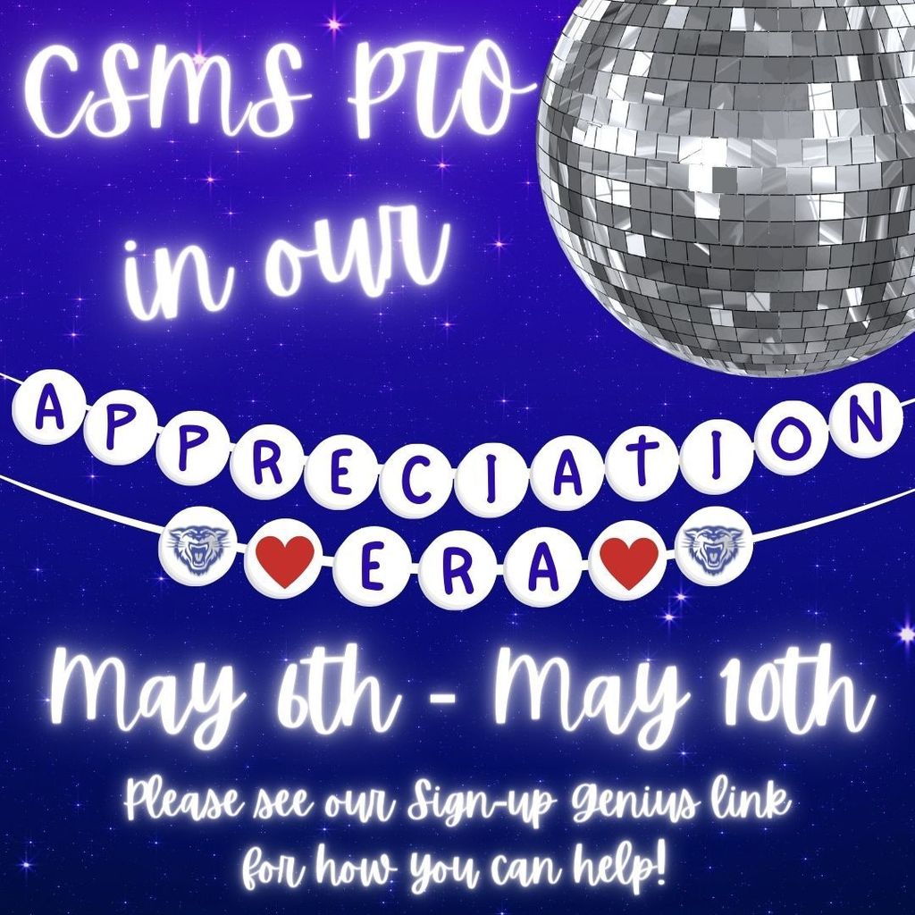 "We could still use your help to make Our Appreciation Era a success!! Please take a look at the link to see our daily plans and the items that are still needed!  If you have questions, please reach out to Ashley Lyon. https://www.signupgenius.com/go/10C0E4EABAF29A5F8C61-49287865-ourappreciation#/