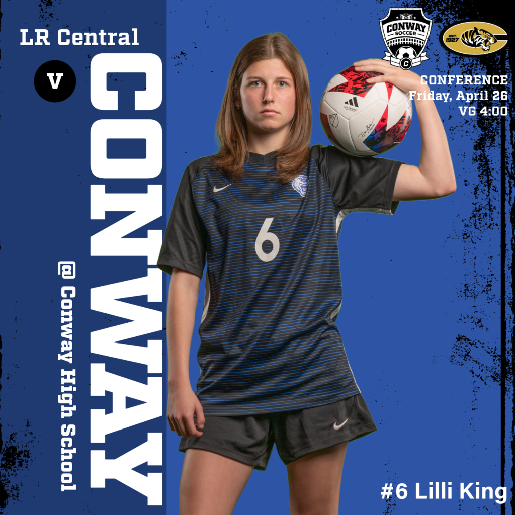 Lady Cats soccer game day post against Central at Conway High School at 4:00. Post features Lilli King