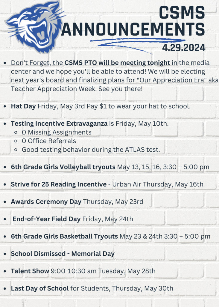 Announcements 4.29.24